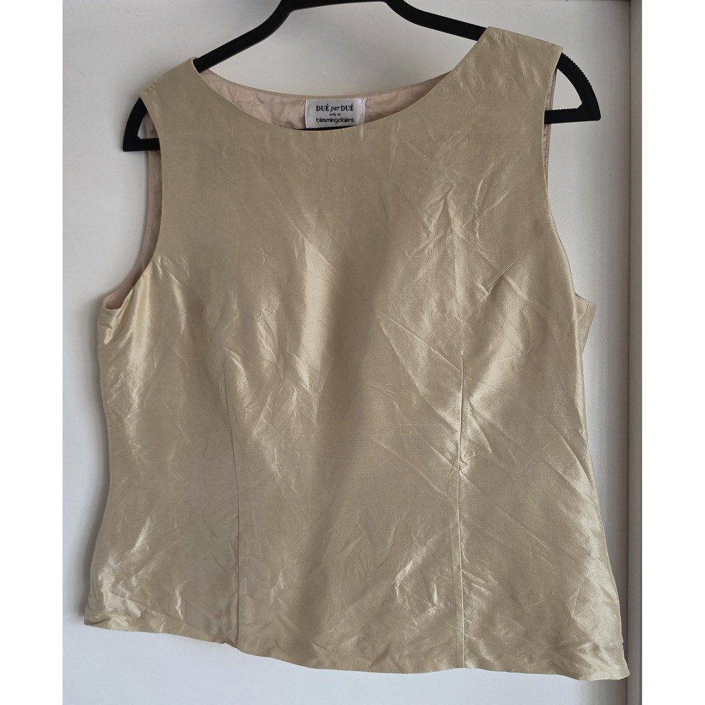 Vintage Due per Due Bloomindale's Silk Tank Top 14 Champagne Sleeveless Camisole